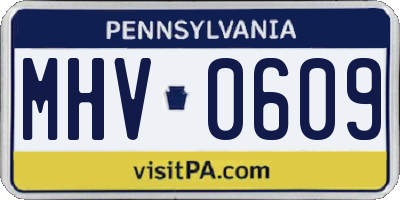 PA license plate MHV0609