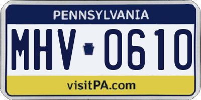 PA license plate MHV0610