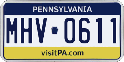 PA license plate MHV0611