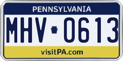 PA license plate MHV0613