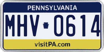 PA license plate MHV0614
