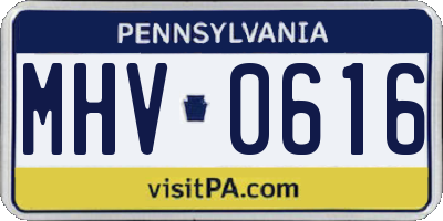 PA license plate MHV0616