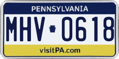 PA license plate MHV0618