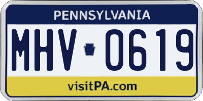 PA license plate MHV0619