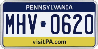 PA license plate MHV0620