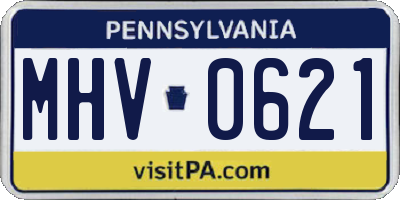 PA license plate MHV0621