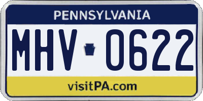 PA license plate MHV0622