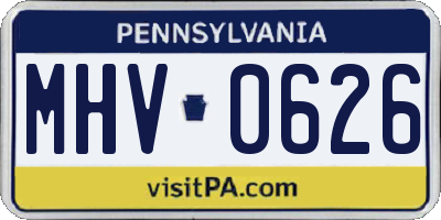 PA license plate MHV0626