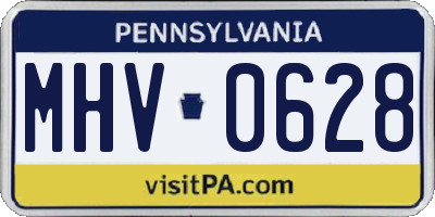 PA license plate MHV0628
