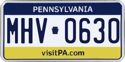 PA license plate MHV0630