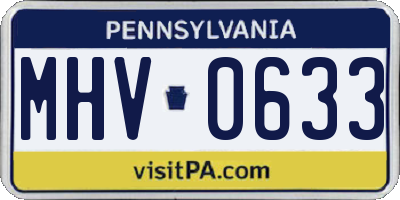PA license plate MHV0633