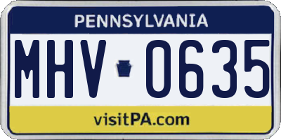 PA license plate MHV0635