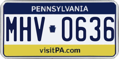PA license plate MHV0636