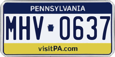 PA license plate MHV0637