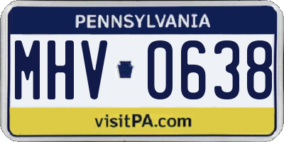 PA license plate MHV0638