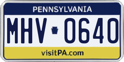 PA license plate MHV0640