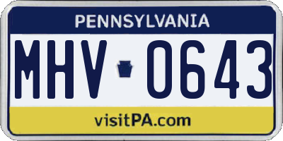 PA license plate MHV0643