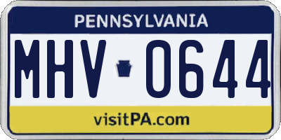 PA license plate MHV0644
