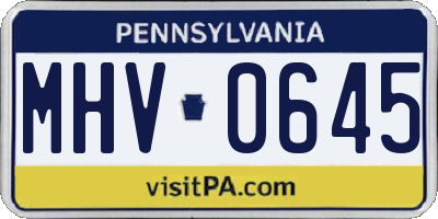 PA license plate MHV0645