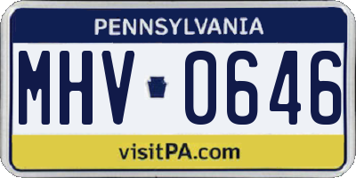 PA license plate MHV0646