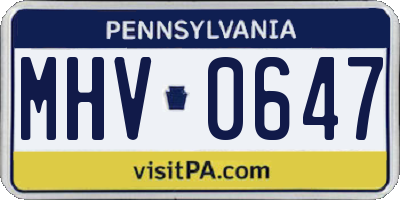PA license plate MHV0647