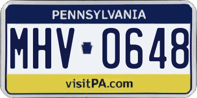 PA license plate MHV0648