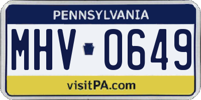 PA license plate MHV0649