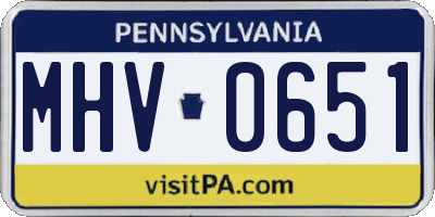 PA license plate MHV0651