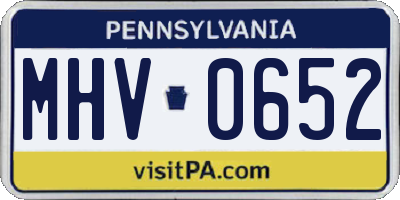PA license plate MHV0652