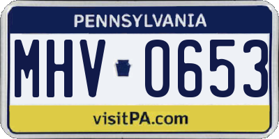 PA license plate MHV0653