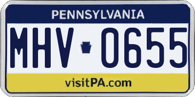 PA license plate MHV0655