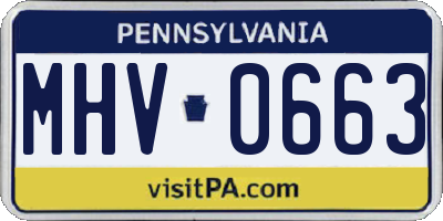 PA license plate MHV0663