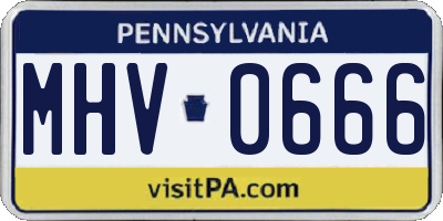 PA license plate MHV0666
