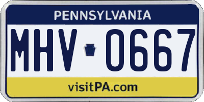PA license plate MHV0667