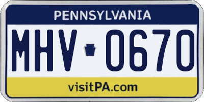 PA license plate MHV0670