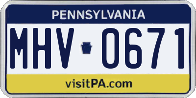PA license plate MHV0671