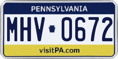 PA license plate MHV0672