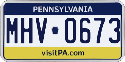 PA license plate MHV0673