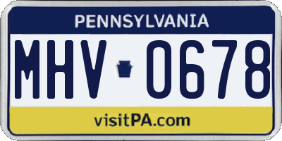 PA license plate MHV0678