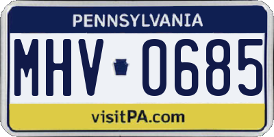 PA license plate MHV0685