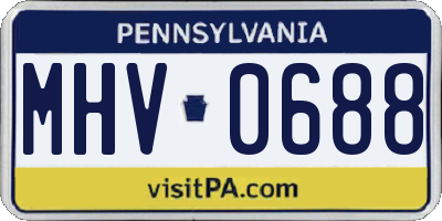 PA license plate MHV0688