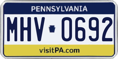 PA license plate MHV0692