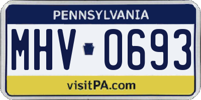 PA license plate MHV0693