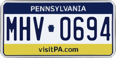 PA license plate MHV0694