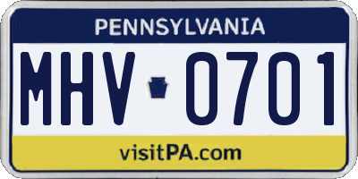 PA license plate MHV0701