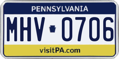 PA license plate MHV0706