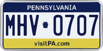 PA license plate MHV0707