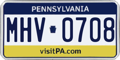PA license plate MHV0708