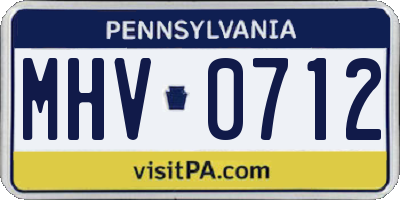 PA license plate MHV0712