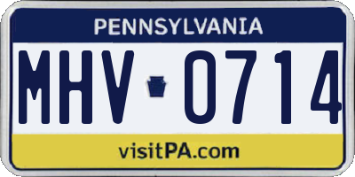 PA license plate MHV0714